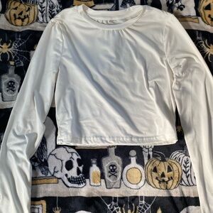 White Long Sleeve Crop Top